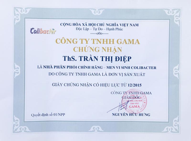 ThS. Trần Thị Điệp - Nhà Phân Phối Men Vi Sinh Colibacter Chính Hãng